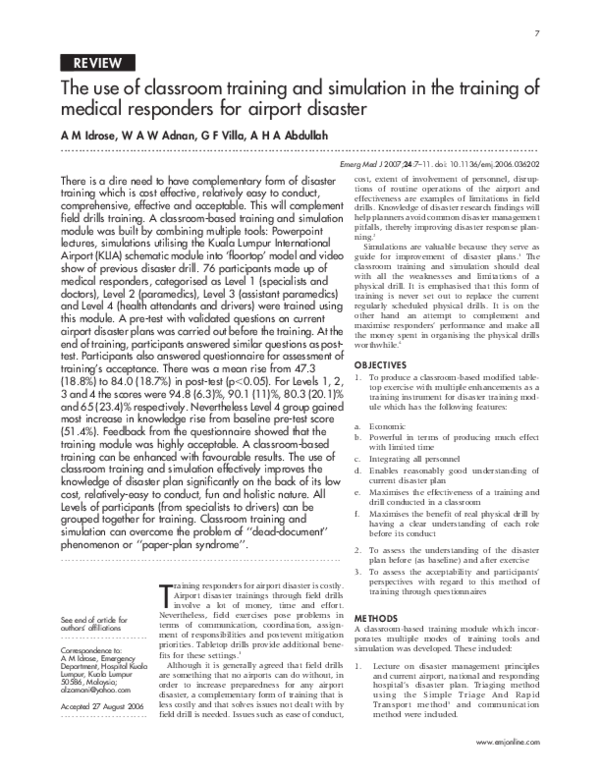 (PDF) The Use of Classroom Training and Simulation in the Training of ...