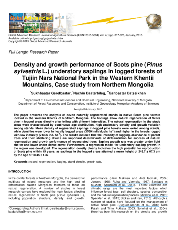 (PDF) Density and growth performance of Scots pine (Pinus sylvestris L ...