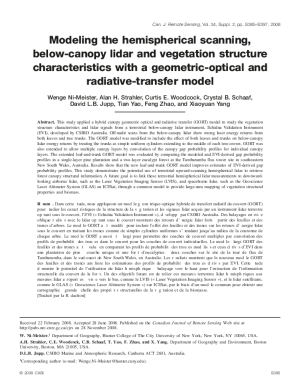 (PDF) Modeling the hemispherical scanning, below-canopy lidar and ...