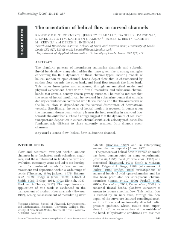 (PDF) The orientation of helical flow in curved channels