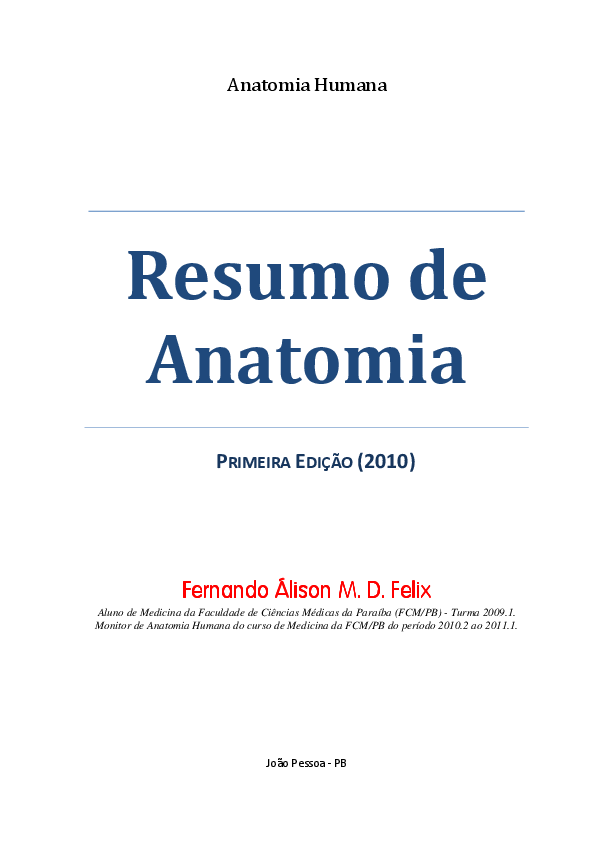 Pdf Resumo De Anatomia Fernando Felix Pdf