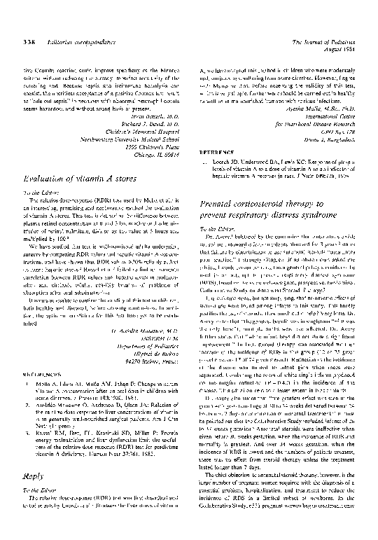 (PDF) Evaluation of vitamin A stores