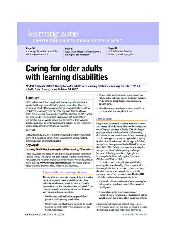 (PDF) Caring for Older People with Learning Disabilities