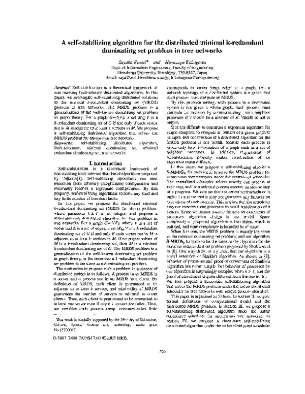 (PDF) A self-stabilizing algorithm for the distributed minimal k ...