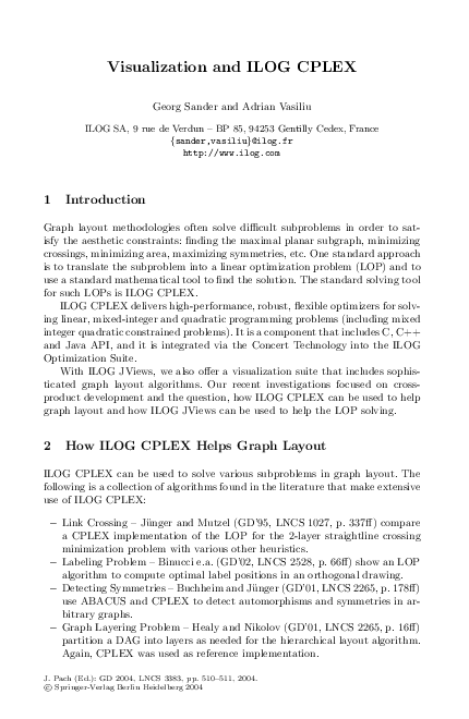 (PDF) Visualization and ILOG CPLEX