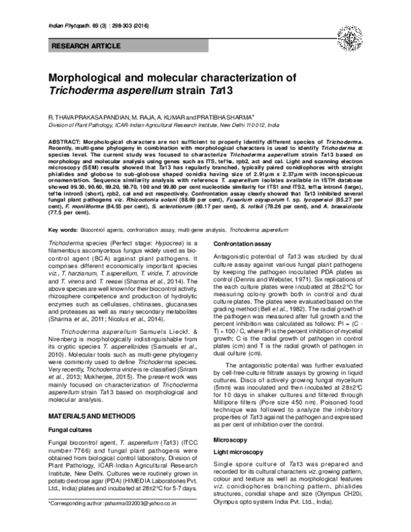 (PDF) Morphological and molecular characterization of Trichoderma ...