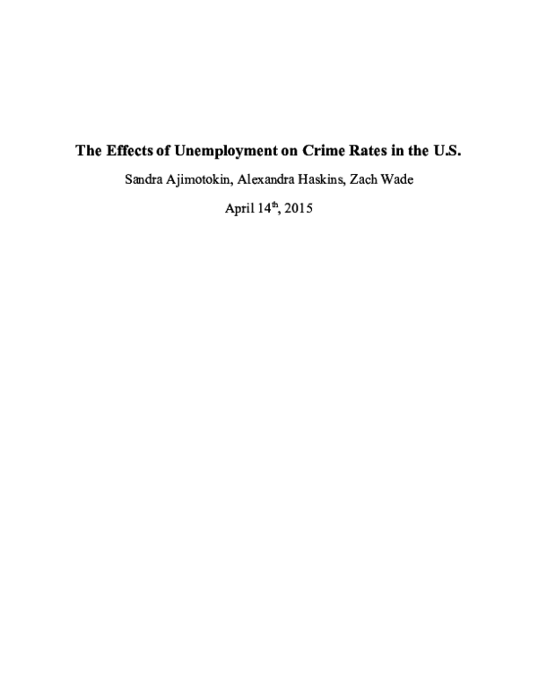 (PDF) The Effects of Unemployment on Crime Rates in the U.S