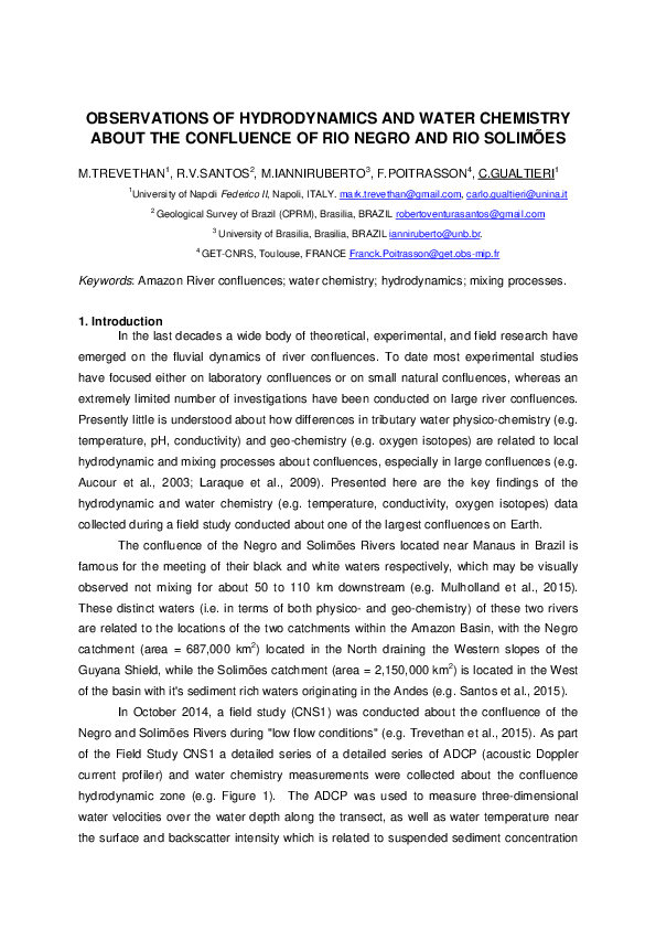 (PDF) Observations of hydrodynamics and water chemistry about the ...