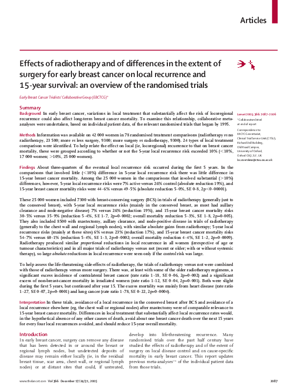 (PDF) Effects of radiotherapy and of differences in the extent of ...