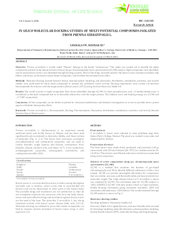 (PDF) IN SILICO MOLECULAR DOCKING STUDIES OF MULTIPOTENTIAL COMPOUNDS ...