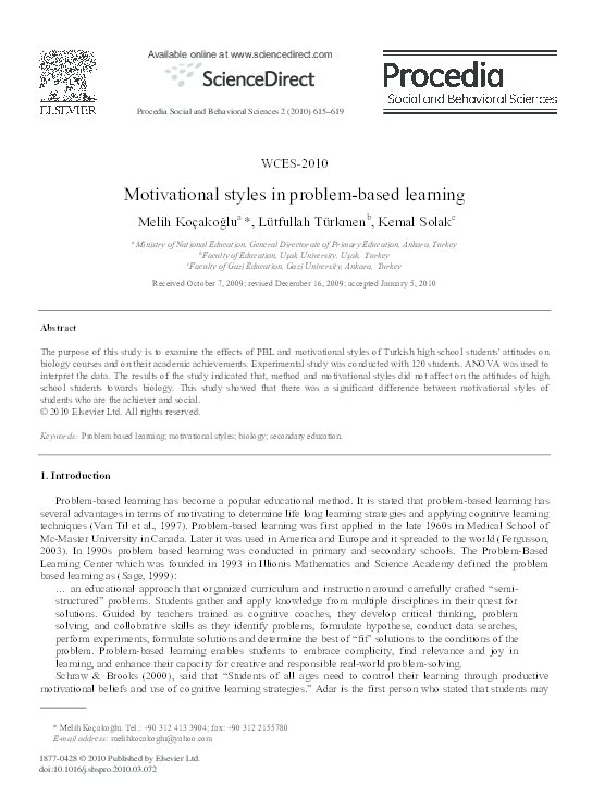 (PDF) Motivational styles in problem-based learning