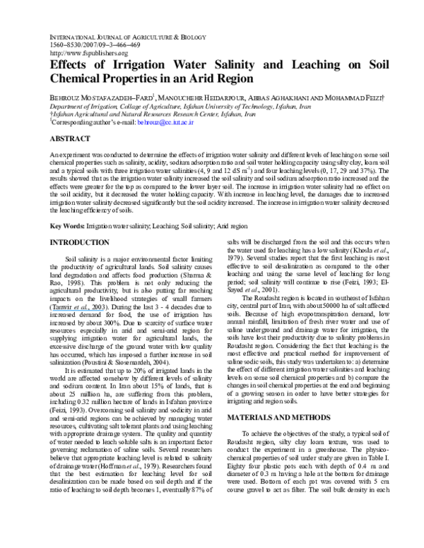 (PDF) Effects of Irrigation Water Salinity and Leaching on Soil ...