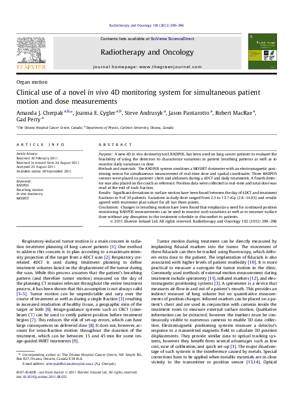 (PDF) Clinical use of a novel in vivo 4D monitoring system for ...