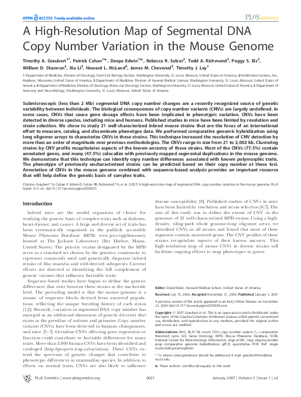 (PDF) A High-Resolution Map of Segmental DNA Copy Number Variation in ...