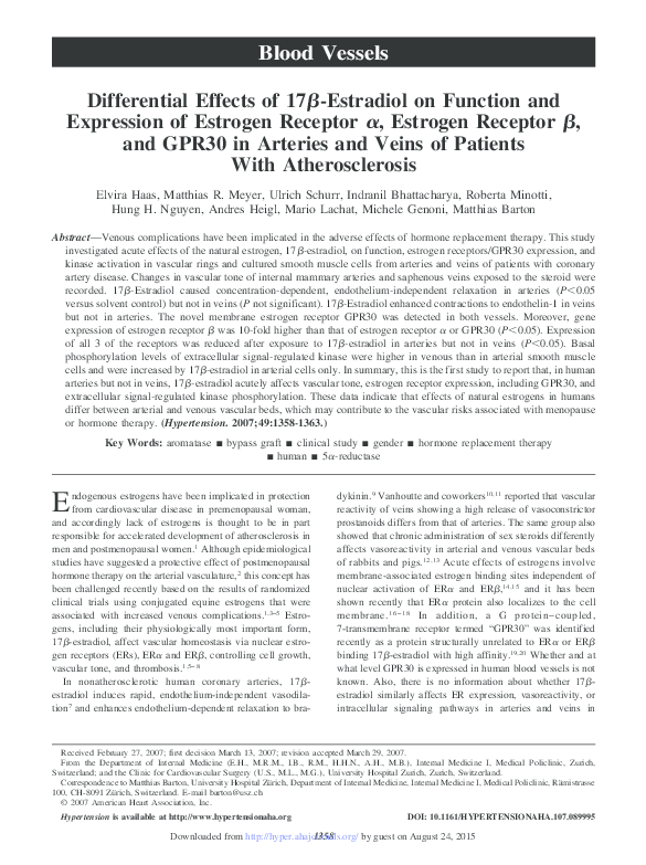 (PDF) Differential Effects of 17 Estradiol on Function and Expression ...