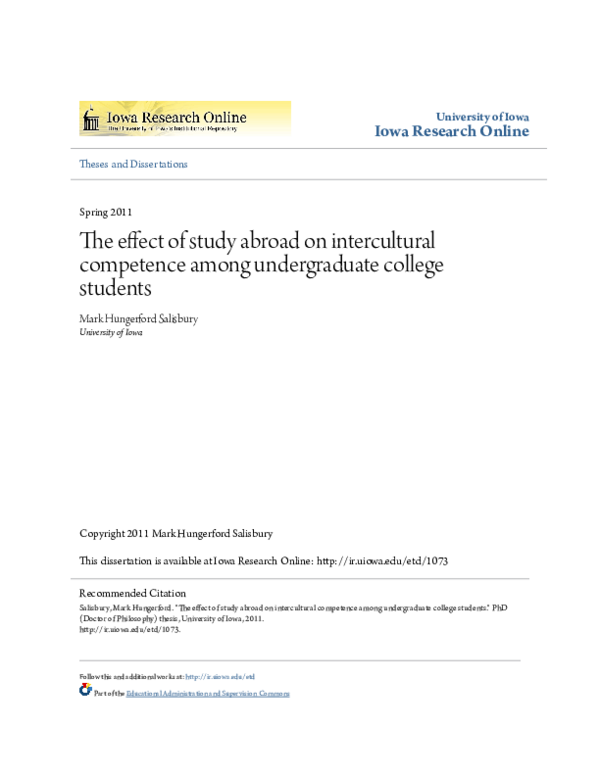 (PDF) The Effect of Study Abroad on Intercultural Competence Among ...