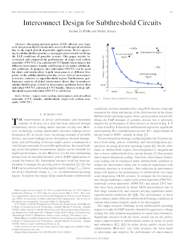 (PDF) Interconnect Design for Subthreshold Circuits