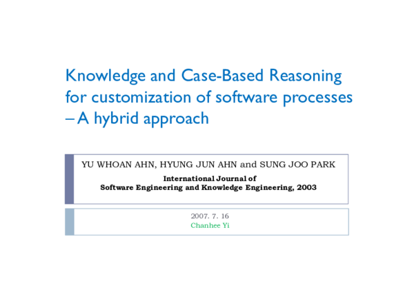 (PDF) Knowledge and Case-Based Reasoning for Customization of Software ...