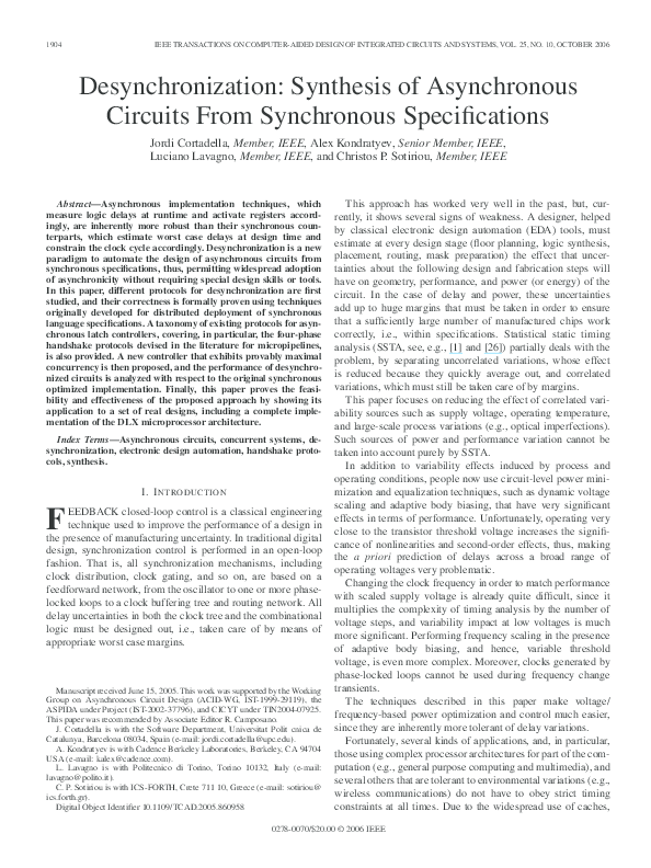 (PDF) Desynchronization: Synthesis of Asynchronous Circuits From ...