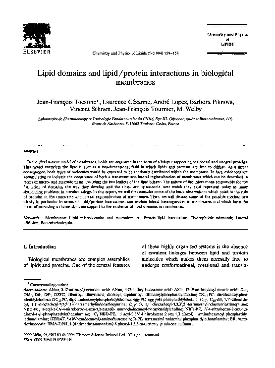 (PDF) Lipid domains and lipid/protein interactions in biological membranes