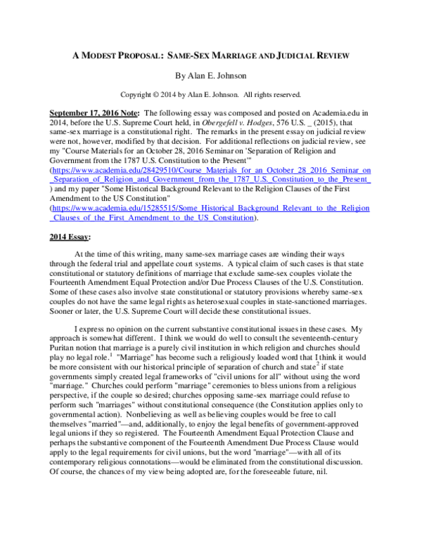 Good Essay Vocabulary Pros And Cons Essay Topics also Instructional Essay Topics Pdf A Modest Proposal Samesex Marriage And Judicial Essay Nature