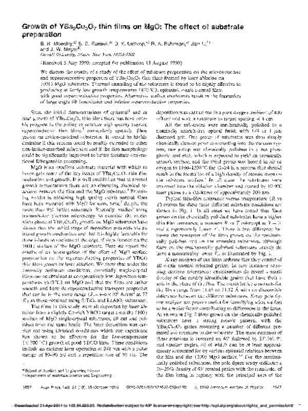 (PDF) Growth of YBa2Cu3O7 thin films on MgO: The effect of substrate ...