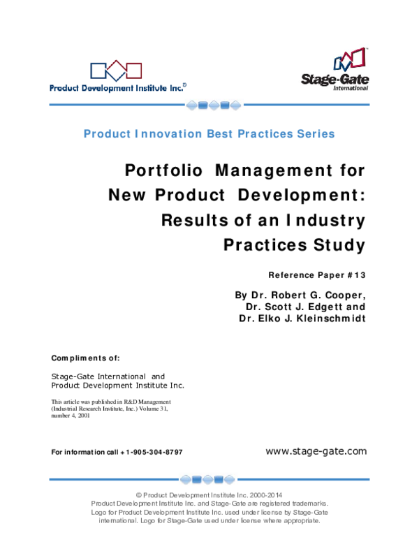 (PDF) Portfolio Management for New Product Development: Results of an ...