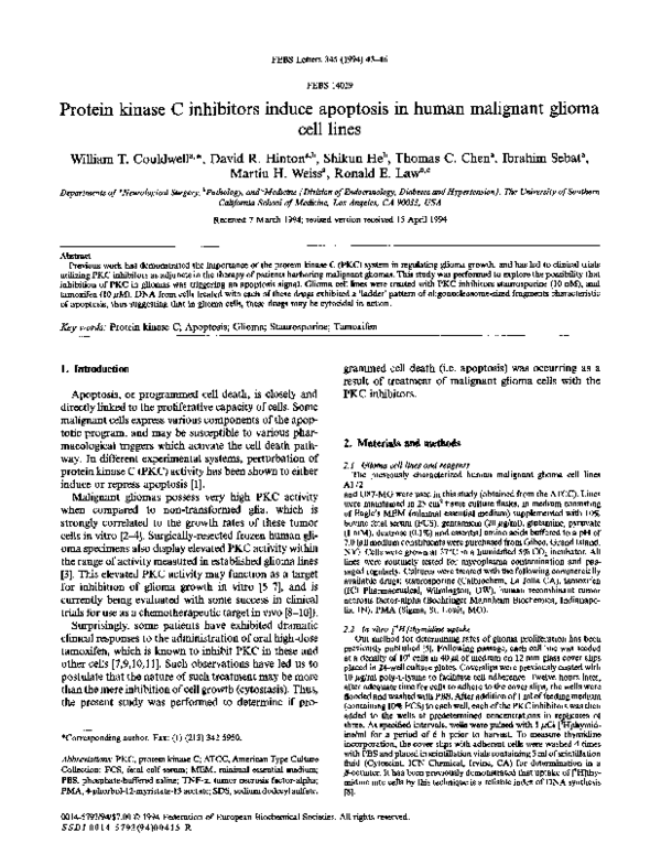 (PDF) Protein kinase C inhibitors induce apoptosis in human malignant ...