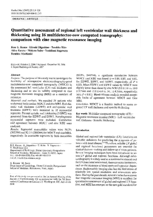 (PDF) Quantitative assessment of regional left ventricular function ...