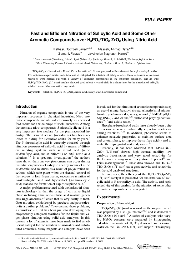 mechanism for esterification of salicylic acid