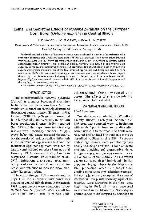 (PDF) Lethal and sublethal effects of Nosema pyrausta on the European ...