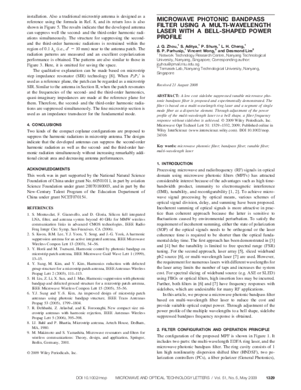 (PDF) Microwave photonic bandpass filter using a multi-wavelength laser ...