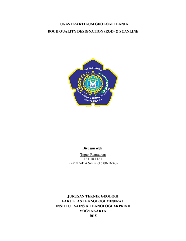 (PDF) TUGAS PRAKTIKUM GEOLOGI TEKNIK ROCK QUALITY DESIGNATION (RQD ...
