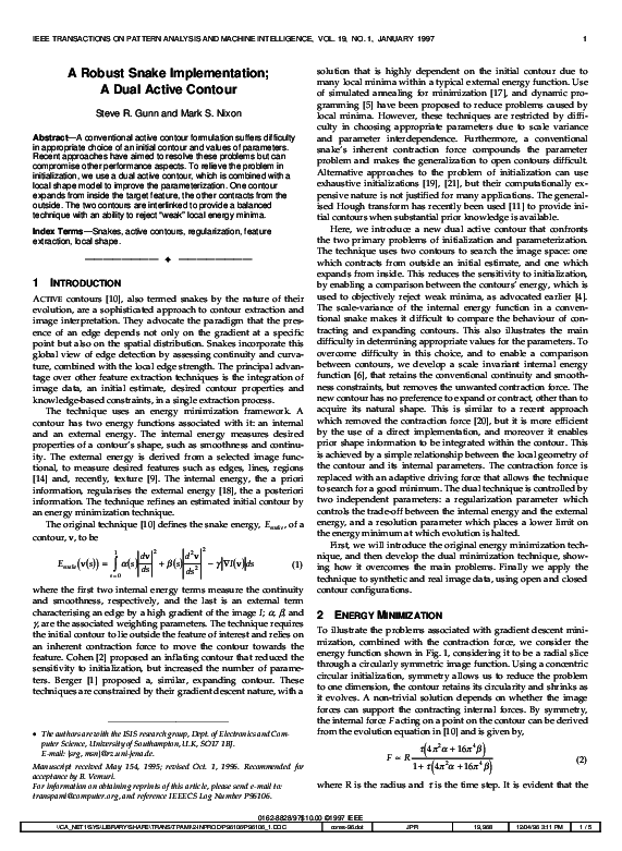 (PDF) A Robust Snake Implementation; A Dual Active Contour