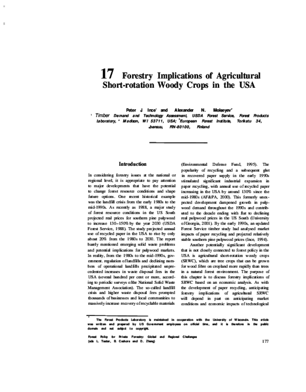 (PDF) 17 Short-rotation Woody Crops in the USA Forestry Implications of ...