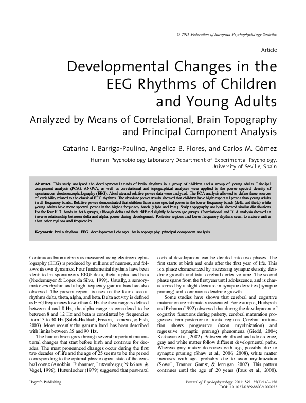 (PDF) Developmental Changes in the EEG Rhythms of Children and Young