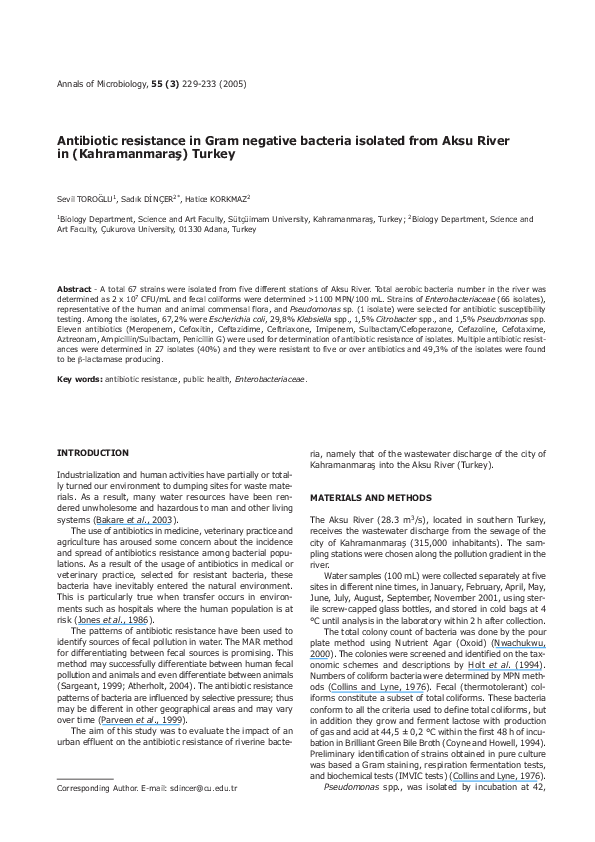 (PDF) Antibiotic resistance in Gram-negative bacteria isolated from ...