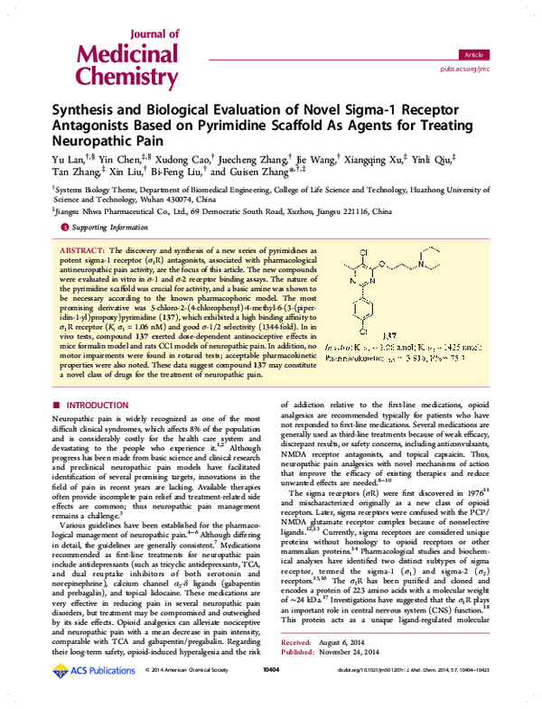 (PDF) Synthesis and Biological Evaluation of Novel Sigma‑1 Receptor ...