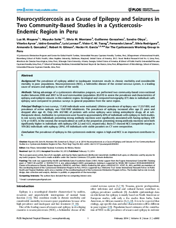 (PDF) Neurocysticercosis as a Cause of Epilepsy and Seizures in Two ...