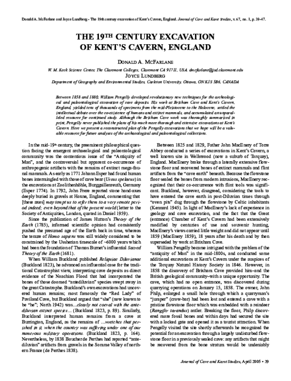(PDF) THE 19TH CENTURY EXCAVATION OF KENT'S CAVERN, ENGLAND Donald