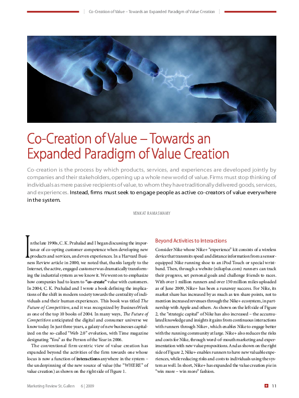 (PDF) Co-creation of value — towards an expanded paradigm of value creation