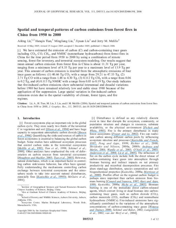 (PDF) Spatial and temporal patterns of carbon emissions from forest ...