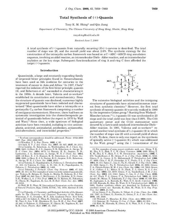 (PDF) Total Synthesis of (+)-Quassin