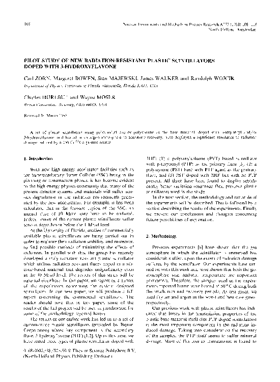 Pdf Pilot Study Of New Radiation Resistant Plastic Scintillators Doped With 3 Hydroxyflavone Wayne Moser Academia Edu