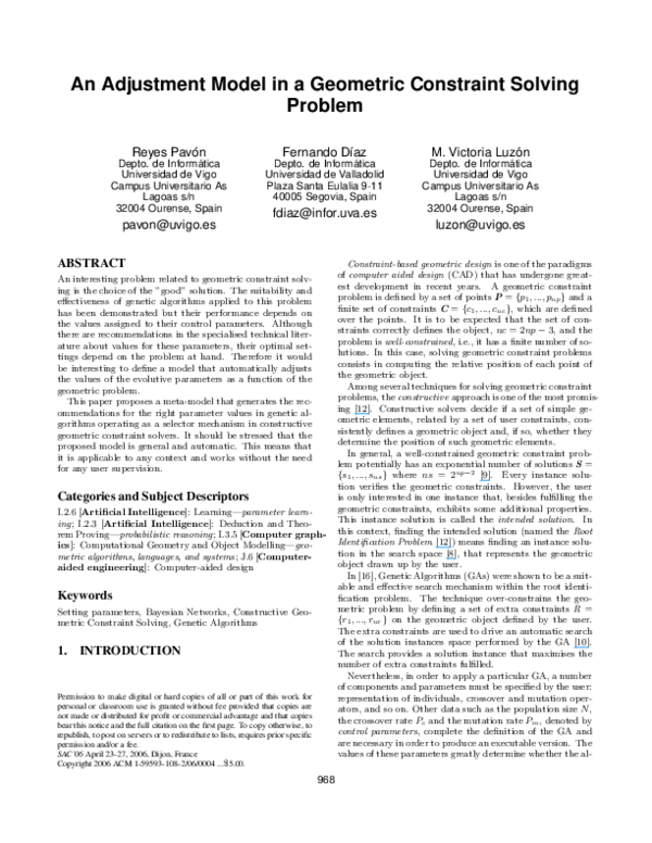 (PDF) An adjustment model in a geometric constraint solving problem