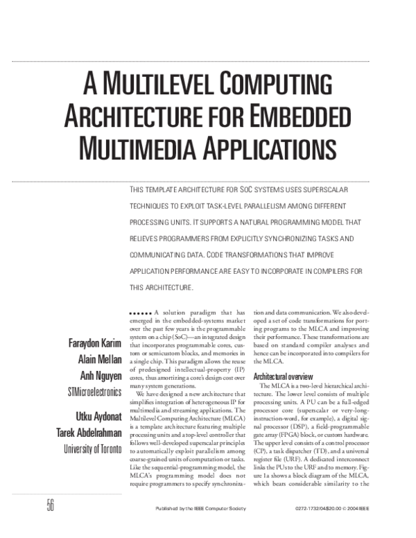 (PDF) A Multilevel Computing Architecture for Embedded Multimedia