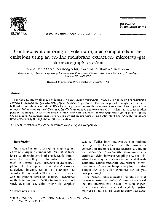 (PDF) Continuous monitoring of volatile organic compounds in air ...