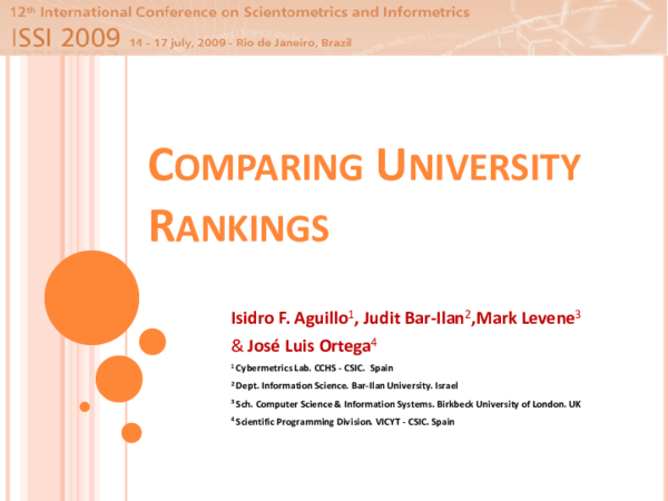 (PDF) Comparing university rankings