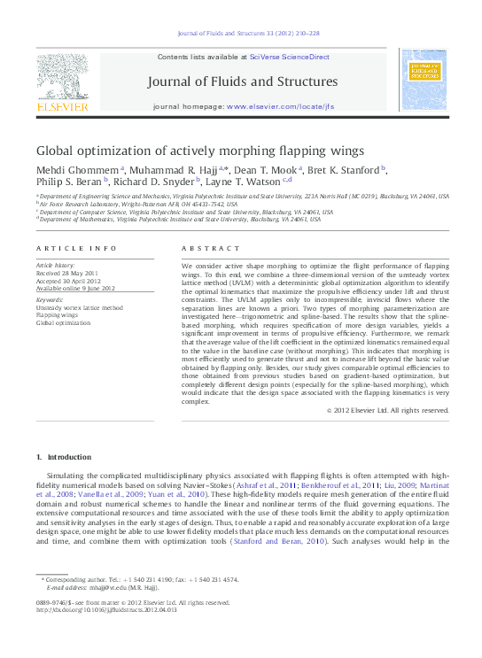 (PDF) Global optimization of actively morphing flapping wings