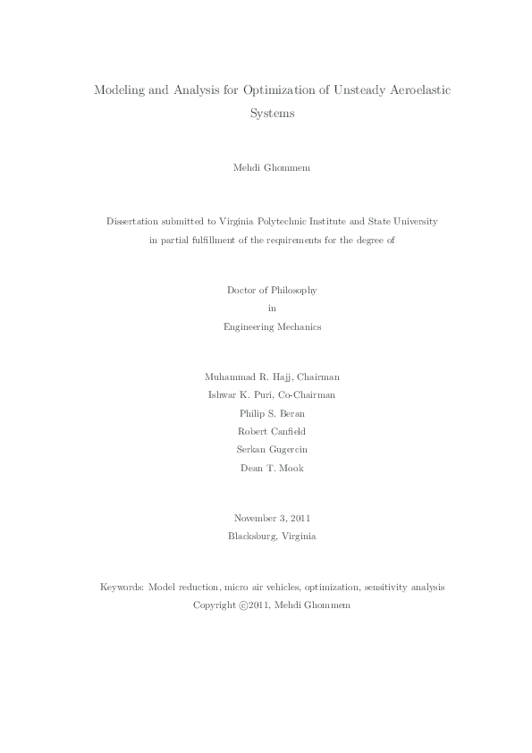 (PDF) Modeling and Analysis for Optimization of Unsteady Aeroelastic ...